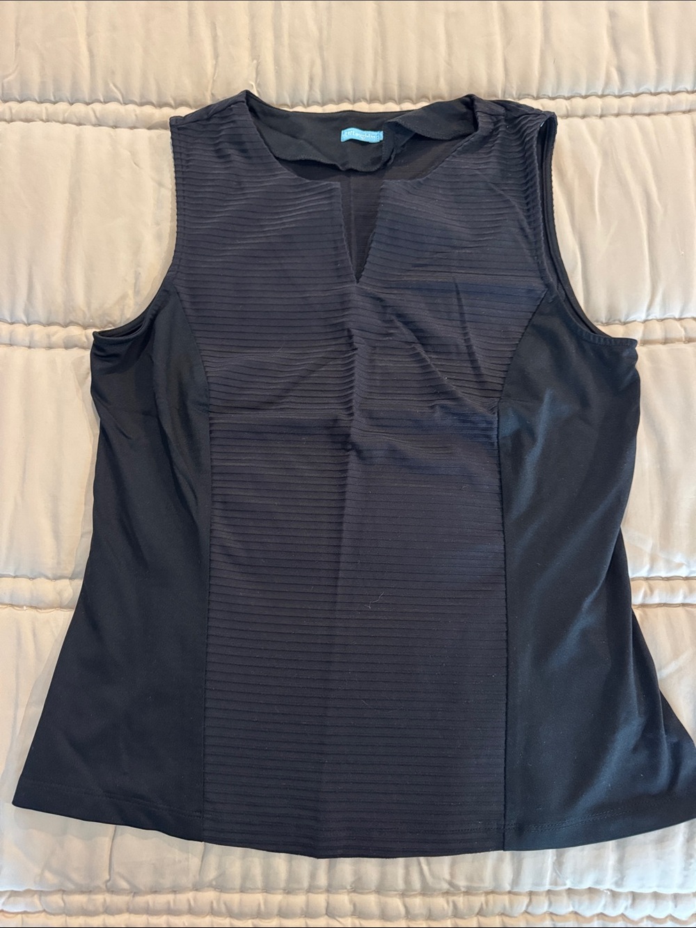 J. McLaughlin Black Ribbed-Front Sleeveless Tank